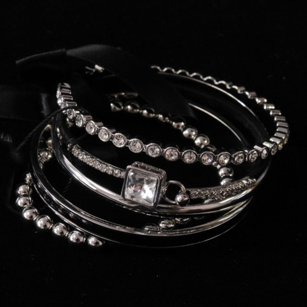 WHBM 5 bangle set, black and silver with crystals - Picture 5 of 5